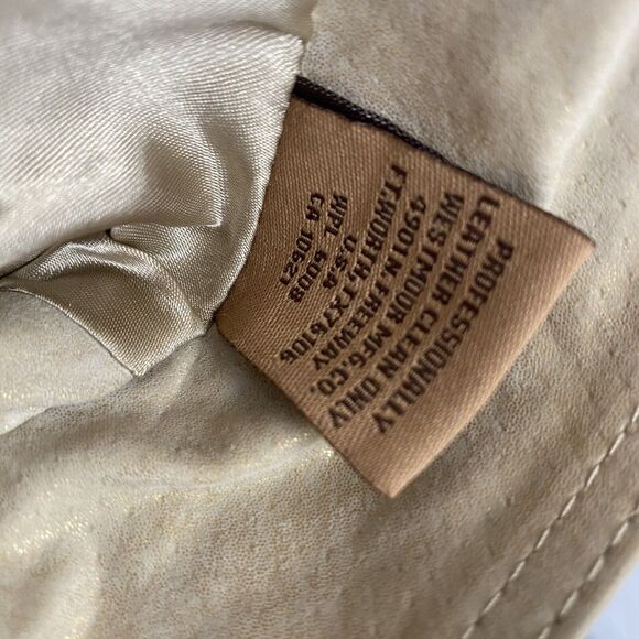 Powder River Panhandle Slim Leather Jacket Small Beige Studded Embroidered Cross - Picture 10 of 12